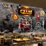 3D Retro Nostalgiline telliskivisein Kohandatud taustapilt muusika teemaribale KTV taustaseina eemaldatav tapeet T&ouml;&ouml;stusliku sisekujundusega seinamaal 300 cm(W) x 200 cm(H)