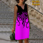 Naiste V-kaelusega suvine Black Vines Grow Savagely Print Kleit vabaaja varrukateta mood vabaaja vabad seksikad kleidid, suur suurus XS-8XL XS valge