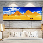 P&uuml;ramiidi kaasaegne panoraam Khafre l&otilde;uendimaal Maastik Egiptuse kaameli plakatid ja tr&uuml;kised Seinakunstipildid Kodukaunistus Ilma raamita 20*40cm