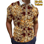 Casual Lapel T-s&auml;rk Noorte Meeste Mood T&otilde;mblukuga T-s&auml;rk L&uuml;hikeste varrukatega T-s&auml;rk Meeste 3D Lush Flowers Printiga T-s&auml;rk 7XL must