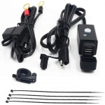 Mootorratta kahe USB-telefoni laadija adapteri komplekt 5 V 3,1 A SAE kiirlahutuspistiku ja toitel&uuml;litiga juhtraua kinnitusega laadimine iPhone'i/iPadi jne jaoks 6.6x6.6x3cm must