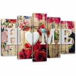 Viieosalise pildiga l&otilde;uendiprint Home Wooden Heart Shabby Chic 100x70 mitmev&auml;rviline