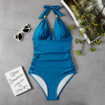 &Uuml;hes t&uuml;kis naiste ujumistrikoo, soliidne supelkost&uuml;&uuml;m p&auml;itsetega body Push Up ujumistrikoo Monokini rannariided suures suuruses ujumisriided Tankini XL