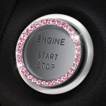 Auto s&uuml;&uuml;te k&auml;ivitusnupp Teemantliivakivi 3D metallkleebised Dekor Auto Mootorratas Universaalne &Uuml;he kl&otilde;psuga k&auml;ivitus Bling Dekoratsioon pink ring white