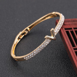 Women's Zircon rhinestone Bracelet high quality classic geometric nail design can open fashion 04 black