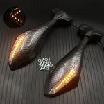 Espelhos retrovisores de motocicleta Luzes LED, Sinais para Hyosung GT125R, GT250R, GT650R, Kawasaki Z750S, Ninja 250R, Black gray