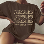 Jeesus Jeesus Jeesus Suurem&otilde;&otilde;duline T-s&auml;rk Christian faith Loose Tee Naiste vabaaja puuvillane Esteetiline suvises stiilis topp S must
