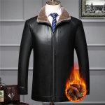 Talvine nahkmantel karusnahast &uuml;he mantliga jakk pluss sametist paksendatud suure suurusega pikkade varrukatega nahkjakk XXXXL