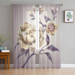 Lehed Lilled L&auml;bipaistvad kardinad elutuppa Voile Organza dekoratiivsed kardinad eesriided k&ouml;&ouml;giaken t&uuml;llkardinad 1 PCS W100XH250cm