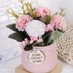 Kunstlik hortensia kimp v&auml;ikese keraamilise vaasiga, v&otilde;ltsbonsai lauapeoks kontoripulmadeks kodukaunistuseks siidist kunstlik hortensia lille bonsai roosa