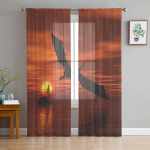 Dragon Wings taevas p&auml;ikeseloojangu maastik meret&uuml;llist l&auml;bipaistvad aknakardinad elutuppa magamistuppa Moodsad Voile organza kardinad kardinad W135 x H115cm x1