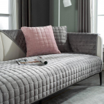 Sametine diivanikate Universaalne ruuduline pl&uuml;&uuml;s, libisemiskindel paksendatud elutoa diivani kate Soe flanellist diivanipadi k&auml;etugi seljar&auml;tik 110x240cm 1pcs hall
