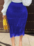 Naiste Rohelised Fringe Bodycon pliiatsseelikud Tutt K&otilde;rge v&ouml;&ouml;kohaga veniv Midi pikkus Femme Jupes Plus Size 4XL sinine