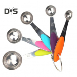 5 tk / komplekt roostevabast terasest m&otilde;&otilde;telusikaga silikoonist k&auml;epidemega, vastupidav suhkrupulbri vedeliku m&otilde;&otilde;telusika komplekt Spoon