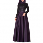 Vanaaegne moslemi naiste pits-patchwork pikkade varrukatega Dubai kaftani kleit ilma hidžaabita XXXXXL lilla