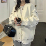 S&uuml;gisene avara V-kaelusega kampsun kampsun jakk Naiste talvemood 2023 kootud kampsun mantel Naiste Korea soojad kampsunid 29200 One Size must