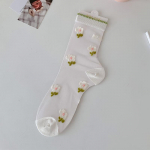 &Uuml;li&otilde;hukesed l&auml;bipaistvad kristallist siidist sokid Naiste moed Suvised Harajuku Crew Sokid Retro lilledega t&auml;navar&otilde;ivad Elastsed pikad sokid