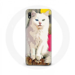 &Uuml;mbris Samsung Galaxy A10 siniste ja kollaste silmadega T&uuml;rgi kaubiku valge kassi jaoks