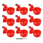 9Pack DIY automaatne kanajootmise tassid Gravitatsiooniga t&auml;idetav linnujootja koos augusaega &auml;mbrik&uuml;nade jaoks punane