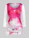 Rosegal Plus Size Cinched Snowflake Elk Print Christmas T-s&auml;rk L valge/punane
