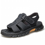 Rooma sandaalid Meeste suvised uued sandaalid ja sussid Meeste nahast sandaalid t&auml;iskasvanutele paksu tallaga rannajalatsid libisemiskindlad avatud ninaga nahast sandaalid 36 must