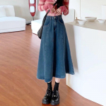 Teksaseelik A-kujuline vihmavarjuseelik Kevadine ja s&uuml;gisene k&otilde;rge v&ouml;&ouml;kohaga seelik Naiste suures suuruses seelik S sinine