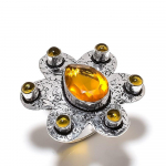 Natural Citrine Gemstone Handmade 925 Sterling Silver Gift Ring Size 10 a0l01