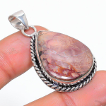 Natural Porcelain Jasper Handmade 925 Sterling Silver Pendant 1.73 j4w73