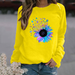 Naiste moe vabaajaprinteriga &uuml;mara kaelusega kampsun, avara sportlik topid Pullover XXXL sinine