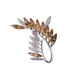 Elegantne lehtede kujuga pross s&auml;delev kunstkristallist kivist inkrusteeritud n&ouml;&ouml;pn&otilde;elaga &uuml;likond rev&auml;&auml;riga kleit, m&auml;rk, varustus aksessuaarid &scaron;ampanjav&auml;rvi