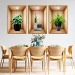 3 tk 3D taimede lilledega seinakleebiste komplekt DIY kroonklaasist kleebised elutoa jaoks magamistoa pulmakaunistuseks isekleepuvad k&uuml;lmkapi kleebised 40*60cm*3Pcs