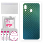 apgo Protective Skin Sticker for the back compatible with Samsung Galaxy A30, Wrap Film, Foil, Vinyl - Pattern Carbon Chameleon CAKA1