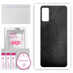 apgo Protective Skin Sticker for the back compatible with Wiko Power U20, Wrap Film, Foil, Vinyl - Pattern Black Leather