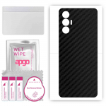 apgo Protective Skin Sticker for the back compatible with Tecno Pova 3, Wrap Film, Foil, Vinyl - Pattern Carbon Black