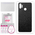 apgo Protective Skin Sticker for the back compatible with Realme C3S, Wrap Film, Foil, Vinyl - Pattern Black Honeycomb