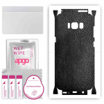 apgo Protective Skin Sticker for the back+sides compatible with Samsung Galaxy S8, Full Wrap Film, Foil, Vinyl - Pattern Black Leather