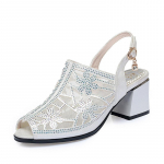 Heel height 5-8cm Sandals for women wearing high heels, hollowed out mesh, anti slip thick heels, and raised fish mouth sandals 35 kuld