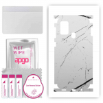apgo Protective Skin Sticker for the back+sides compatible with Samsung Galaxy M21s, Full Wrap Film, Foil, Vinyl - Pattern White Marble