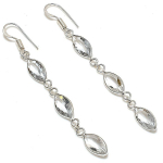 Natural White Topaz Gemstone Handmade 925 Sterling Silver Earring 2.88 h4i96