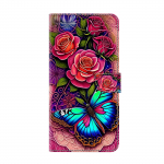 Rainbow Butterfly ja Flower Pattern PU nahast raamatu&uuml;mbris iPhone'ile Samsung Huawei Honor Google Redmi Xiaomi LG Motorola Sony Nokia Oneplus Oppo Realme 9 Pro Plus