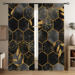 2 tk Moodne Abstraktne Must Kuldne Marmor Elutoa Kardin Dekor Digitaaltr&uuml;kk Elutoa Kardin &Ouml;&ouml;sidega &Uuml;laosaga Kardin 2x120W270H(CM)&Grommet Top