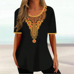 Aafrika etnilised naiste T-s&auml;rk Tribal Print l&uuml;hikeste varrukatega naiste klassikaline pullover suvine O-kaelusega lahtised t&auml;navar&otilde;ivad igap&auml;evased r&otilde;ivad L