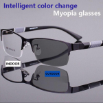 Vintage &auml;rilised fotokroomsed l&uuml;hin&auml;gelikkusprillid poolraamiga metallist sinised valgust blokeerivad prillid klassikalised UV-varjud p&auml;ikeseprillid -4.0