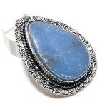 Natural Angelite Stone Gemstone 925 Sterling Silver Jewelry Pendant 1.97 h7m02
