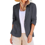 Naiste bleiser, &uuml;hev&auml;rviline lahtine &uuml;he n&ouml;&ouml;biga kardigan rev&auml;&auml;r, kolme neljandiku varrukatega OL &auml;rireisimise stiilis taskud naiste &uuml;likonnamantel XXXXXL