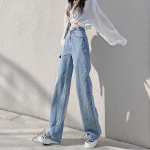 Kevadised ja s&uuml;gisesed k&otilde;rge v&ouml;&ouml;kohaga teksad Naiste sirge toruga lahtised heledad &otilde;hukesed laiad p&uuml;ksid S helesinine v&auml;rv