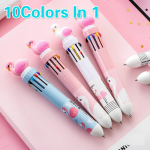 1 tk multikakujuline roosa flamingo 10 &uuml;hes mitmev&auml;rviline pastapliiats, l&uuml;kkamehhanismiga pliiats Random Color