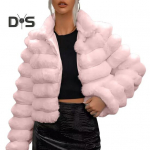 Naiste talvejope Paks kunstkarusnahast &uuml;hev&auml;rviline alla keeratav krae, pikad varrukad, soojust hoidev &otilde;ues, igap&auml;evane kandmine, soe mantel S hall