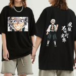 Anime Demon Slayer Shinazugawa Sanemi Cartoon tr&uuml;kitud T-s&auml;rk Manga Kimetsu No Yaiba l&uuml;hikeste varrukatega T-s&auml;rk Casual Cotton T-s&auml;rgid Unisex t&auml;navar&otilde;ivad L