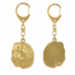 Caucasian Shepherd Dog, Caucasian Ovcharka - Gilded key ring with dog in gift box, handbag decoration, luxury accessory by Art-Dog brand